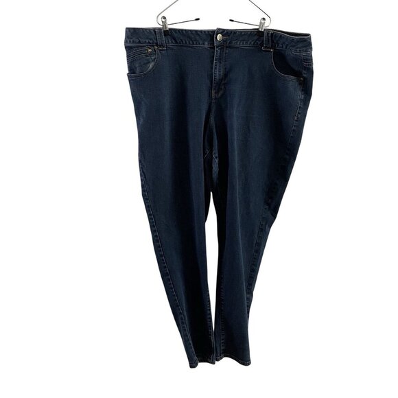 Lane Bryant Women Plus Sz 28 Tall Blue Dark Wash Genius Fit Skinny Denim Jeans - Picture 1 of 8